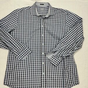 BUGATCHI UOMO Men's Classic Fit Plaid Dress Shirt Long Sleeve Button Down Sz XL